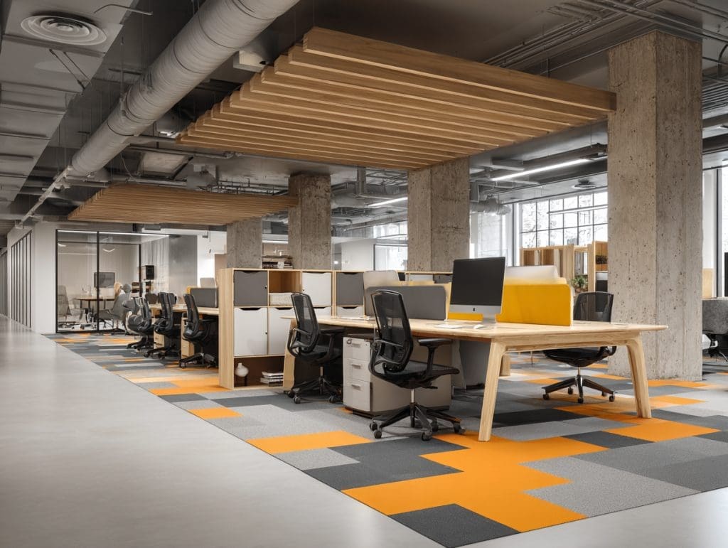 Modern office space remodel with open workspace design